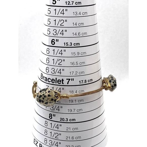Bourbon and Boweties Bracelet Bangle 7.25”Dalmatian Jasper - Picture 3 of 4